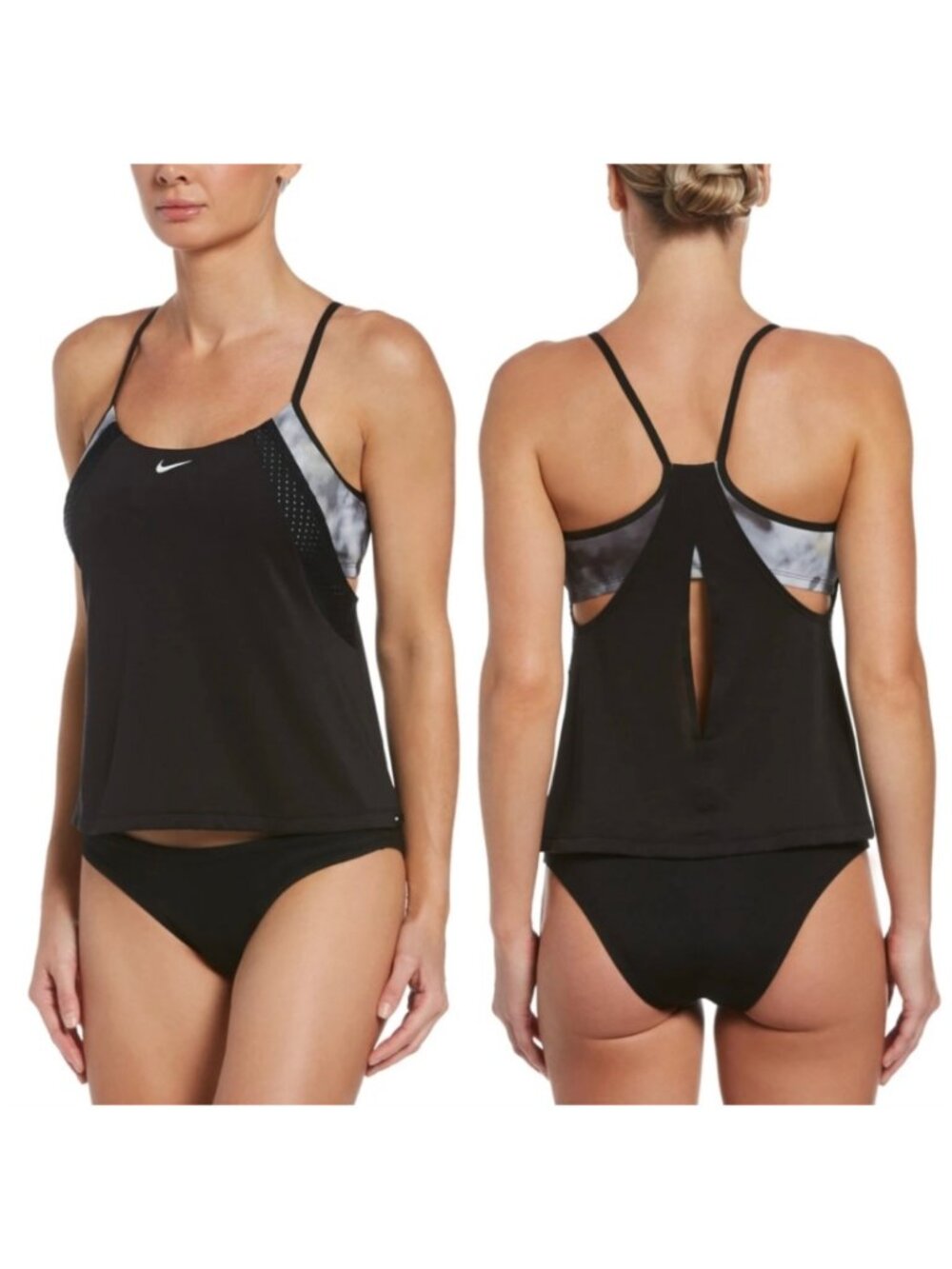 Nike Tie Dye Athletic Layered Bikini Tankini 2 Piece Top & Bottom Swimsuit Set